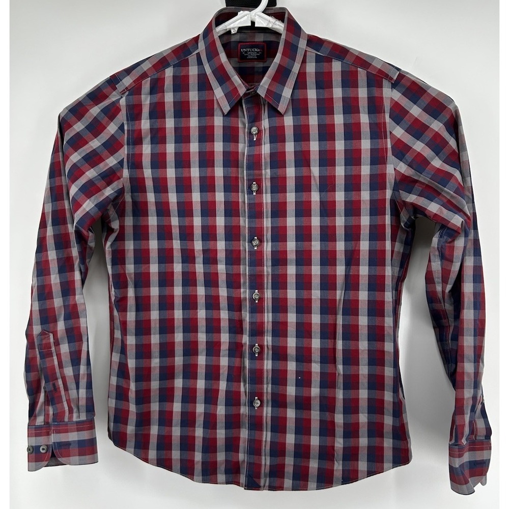 Untuckit Slim Fit Wrinkle Free Long Sleeve Checkered Multicolored Medium